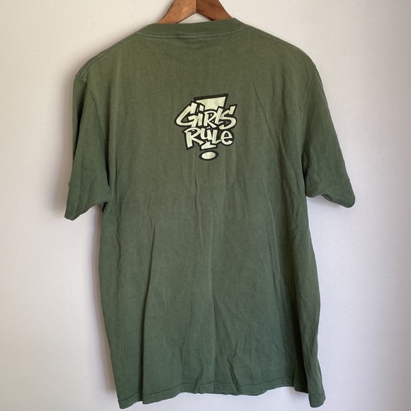 Betty Boop rare Vintage tee”Girls Rule”army camo green large ladies short sleeve - Picture 2 of 8